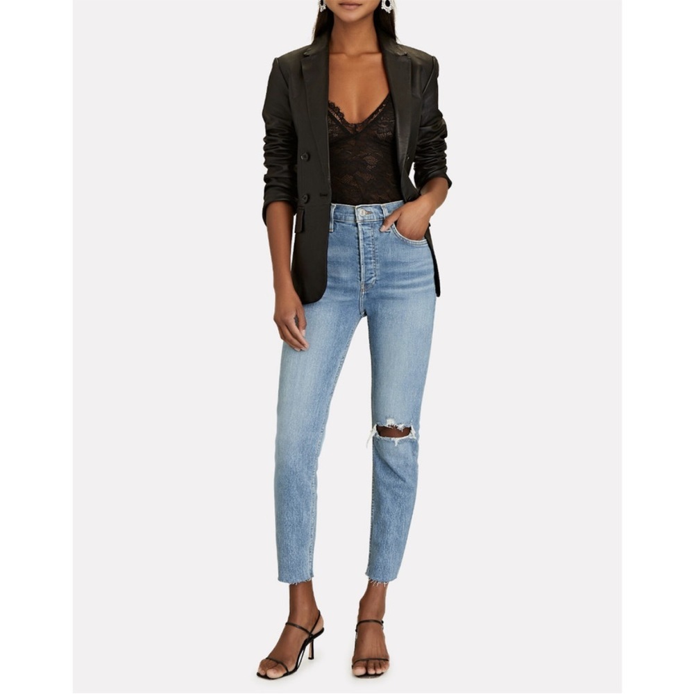 RE/DONE 90’s High Rise Ankle Crop Distressed Jeans Size 28